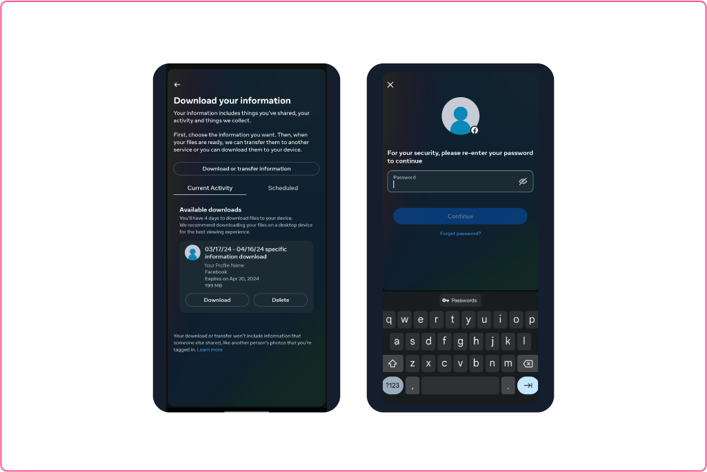 An image describing a step in the CEL Solicitors help centre guide, How to download and export Facebook Messenger chatlogs to your phone