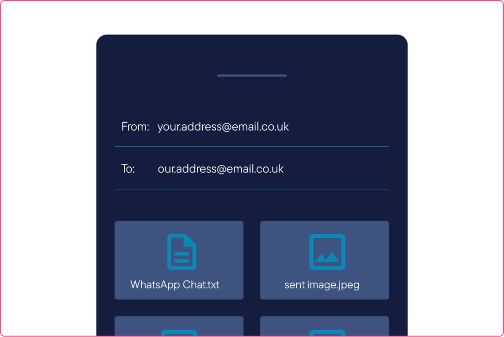 An image describing a step in the CEL Solicitors help centre guide, How to download and export WhatsApp messages to your phone